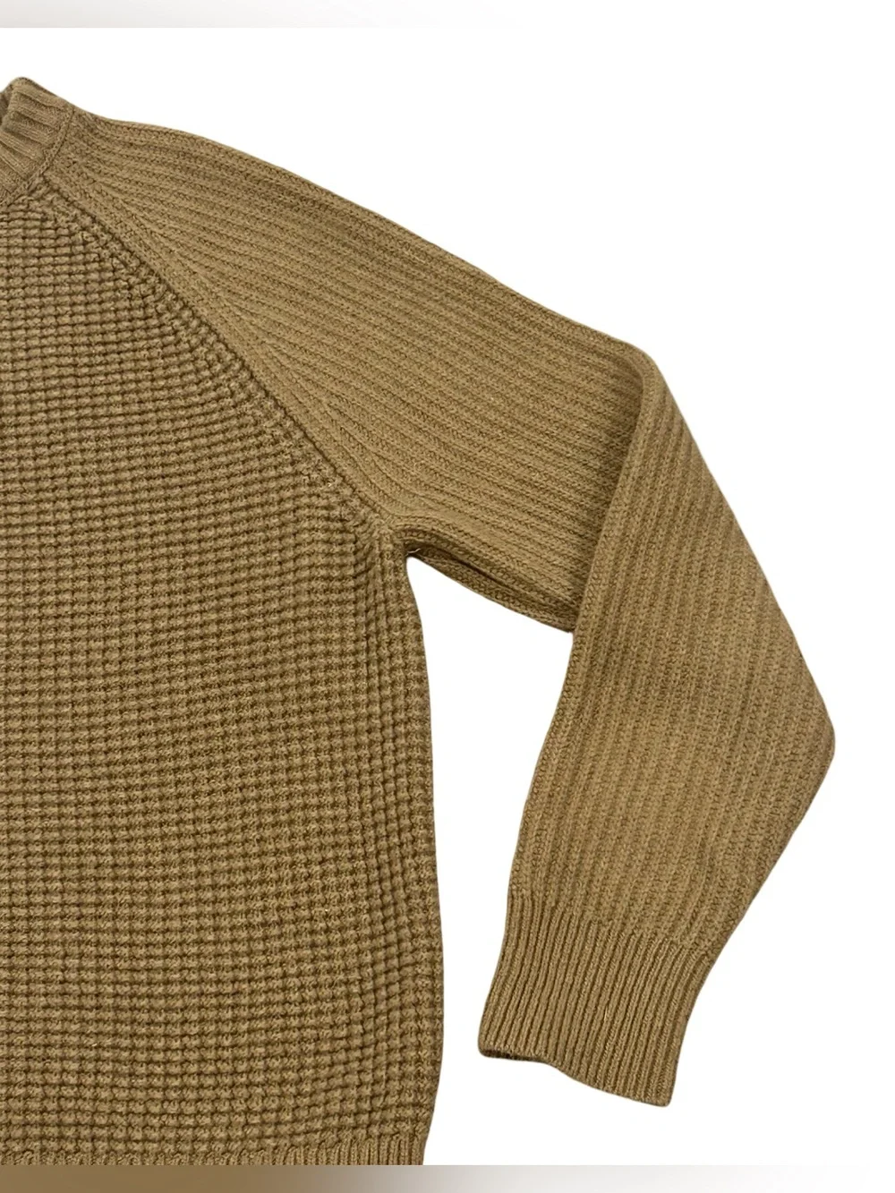 Banana Republic Mens XL Italian Yarn Wool Textured Knit Raglan Brown Sweater
